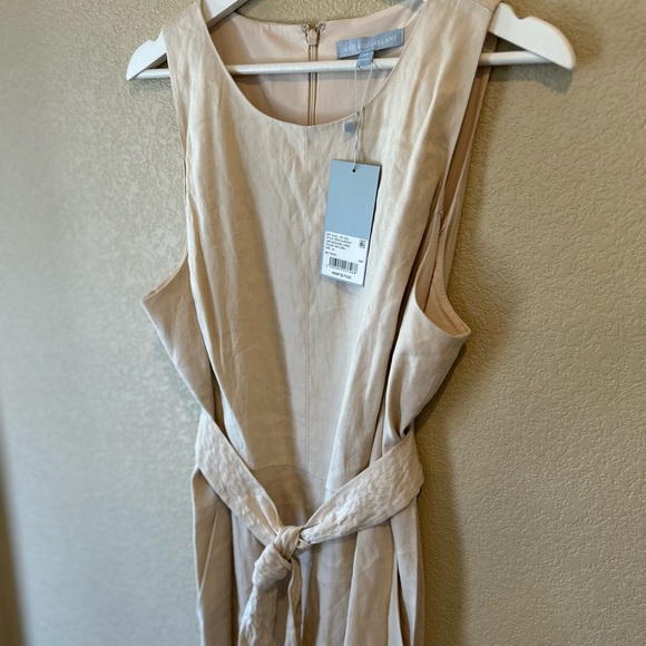 Not for sale- ANTONIO MELANI Size 14 Linen Natural Sleeveless Jumpsuit Wide Leg - Picture 4 of 11